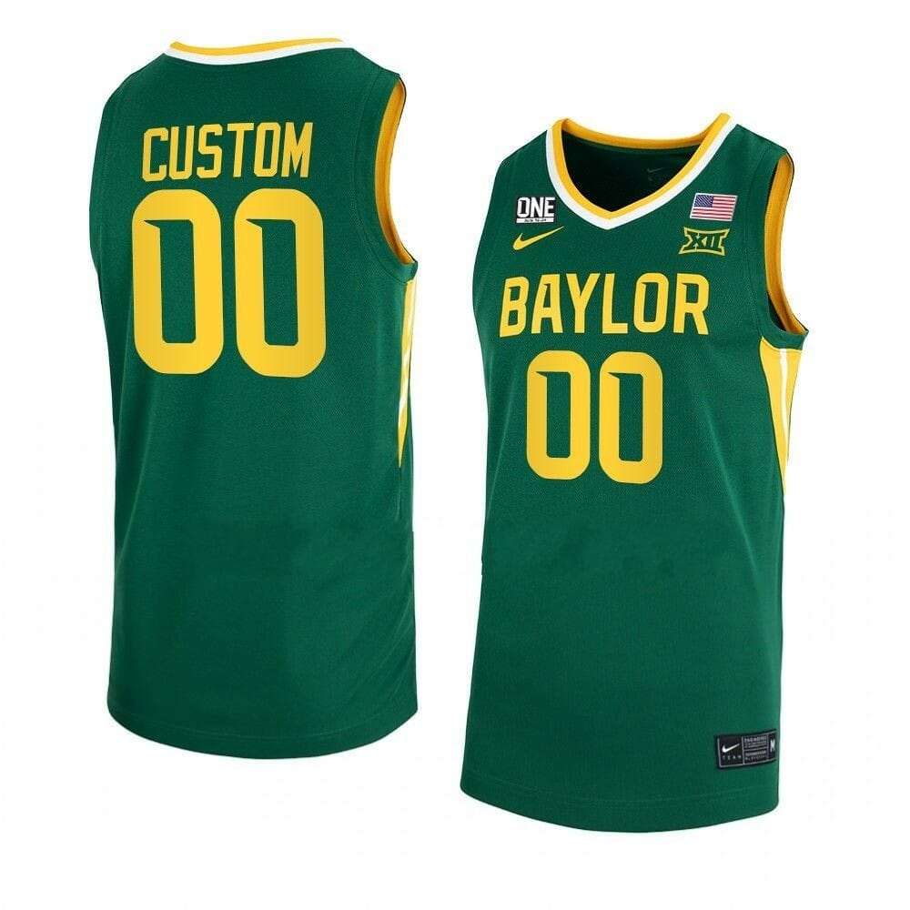 Custom Baylor Bear Jersey Basketball College Name and Number Green One Patch 1 Custom Baylor Bear Jersey Basketball College Name and Number Green One Patch