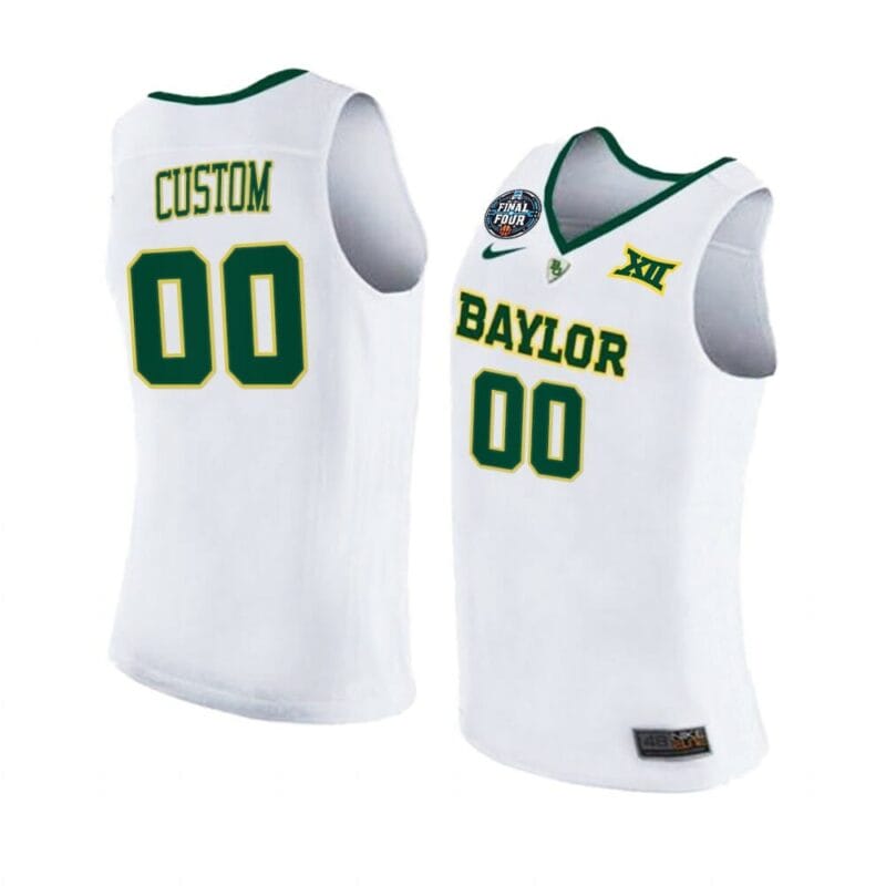 Custom Baylor Bear Jersey Basketball College Name and Number White Final Four Patch