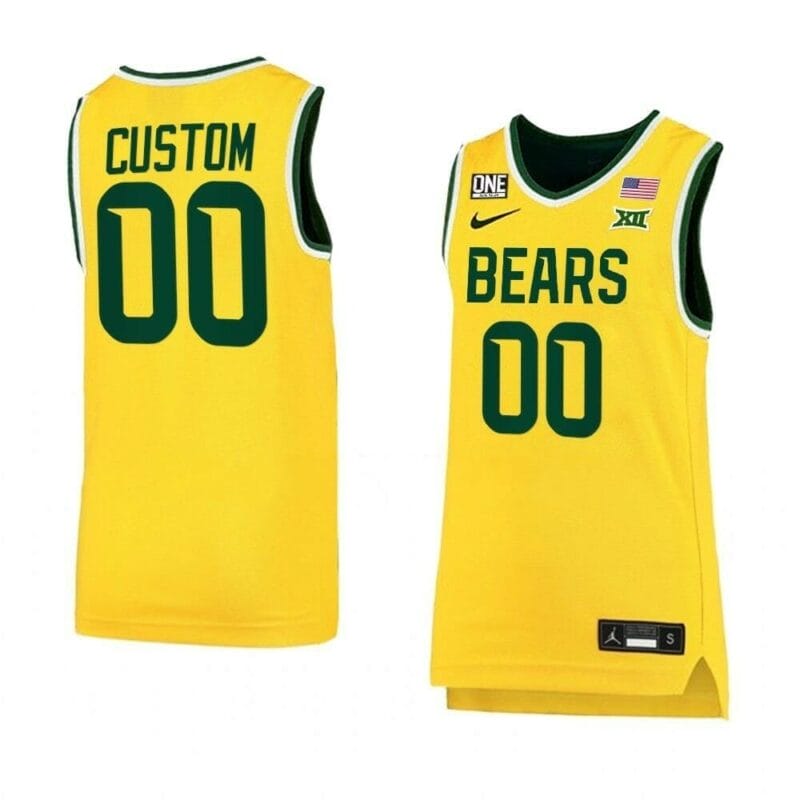 Custom Baylor Bear Jersey Basketball College Name and Number Yellow