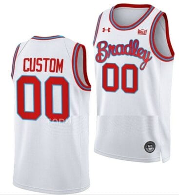 Custom Bradley Braves Jersey Name and Number College Basketball White