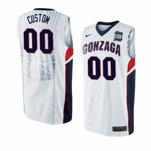 Custom Gonzaga Bulldogs Jersey Basketball College Name and Number White New Final Four Patch