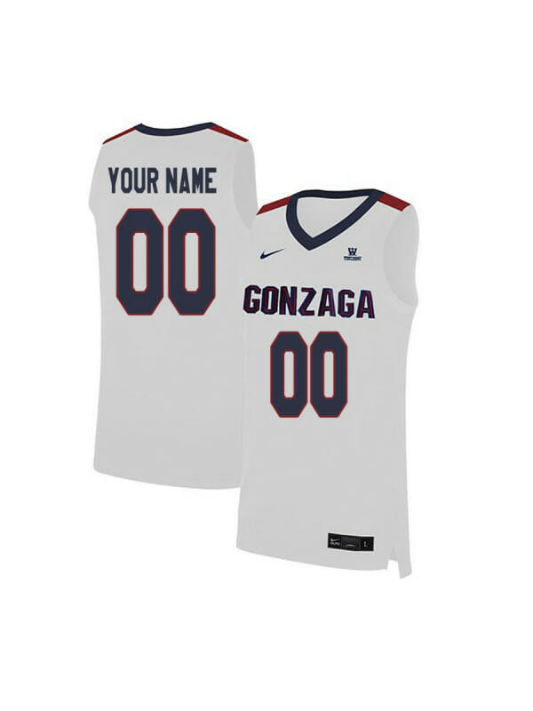 Custom Gonzaga Bulldogs Jersey College Basketball Name and Number Elite White 6 Custom Gonzaga Bulldogs Jersey College Basketball Name and Number Elite White