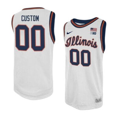 Custom Illinois Fighting Illini Jersey Basketball College Jerseys Name and Number Swingman White 6 Custom Illinois Fighting Illini Jersey Basketball College Jerseys Name and Number Swingman White