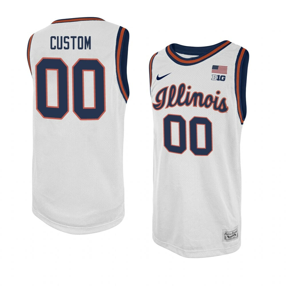 Custom Illinois Fighting Illini Jersey Basketball College Jerseys Name and Number Swingman White 1 Custom Illinois Fighting Illini Jersey Basketball College Jerseys Name and Number Swingman White
