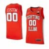 Custom Illinois Fighting Illini Jersey Basketball College Name and Number Red