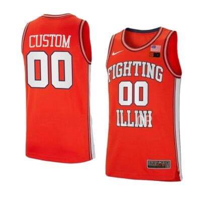 Custom Illinois Fighting Illini Jersey Basketball College Name and Number Red