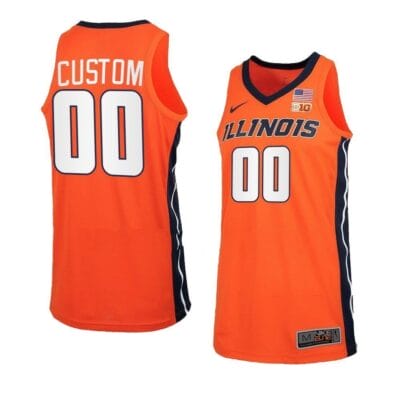 Custom Illinois Fighting Illini Jersey Basketball College Name and Number Orange Black