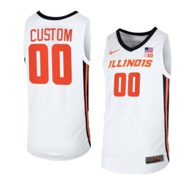 Custom Illinois Fighting Illini Jersey Basketball College Name and Number White Orange
