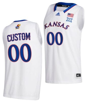 Custom Kansas Jayhawks Jersey Name and Number College Basketball White Home 6 Custom Kansas Jayhawks Jersey Name and Number College Basketball White Home