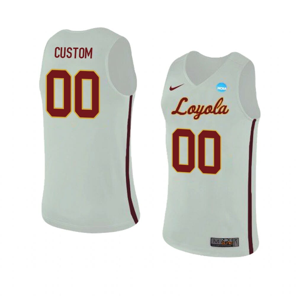 Custom Loyola Ramblers Jersey Basketball College Name and Number Replica White 1 Custom Loyola Ramblers Jersey Basketball College Name and Number Replica White