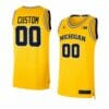 Custom Michigan Wolverines Jersey Basketball College Name and Number Maize 3 Custom Michigan Wolverines Jersey Basketball College Name and Number Maize