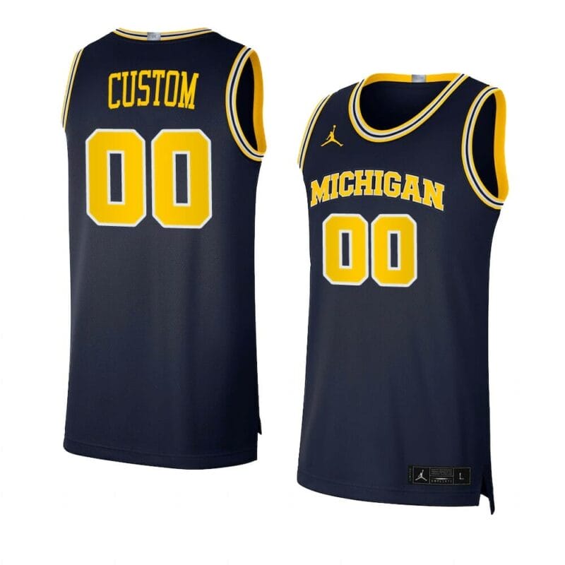 Custom Michigan Wolverines Jersey Basketball College Name and Number Swingman Navy