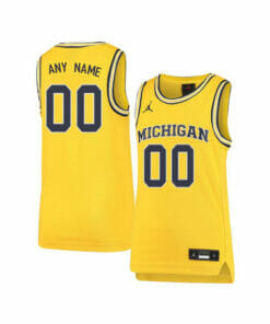 Custom Michigan Wolverines Jersey College Basketball Name and Number Elite Yellow Retro