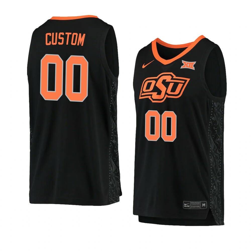 Custom Oklahoma State Cowboys Jersey Basketball College Name and Number Replica Black 1 Custom Oklahoma State Cowboys Jersey Basketball College Name and Number Replica Black