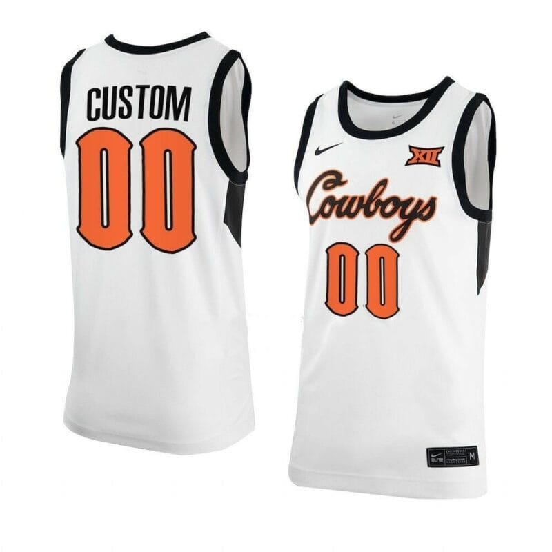 Custom Oklahoma State Cowboys Jersey Basketball College Name and Number White