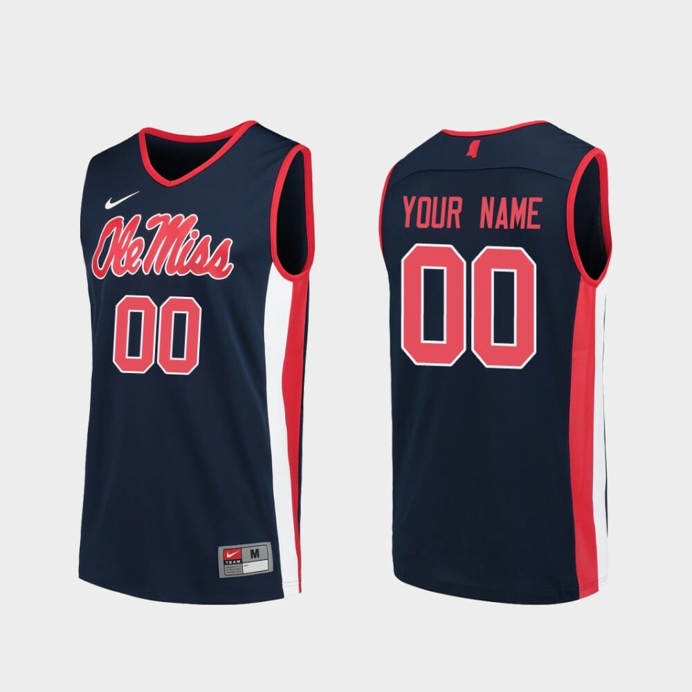 Custom Ole Miss Rebels Jersey Name and Number College Basketball Navy 1 Custom Ole Miss Rebels Jersey Name and Number College Basketball Navy