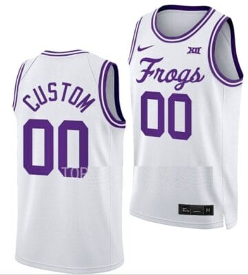 Custom TCU Horned Frogs Jersey College Basketball Classic White 6 Custom TCU Horned Frogs Jersey College Basketball Classic White