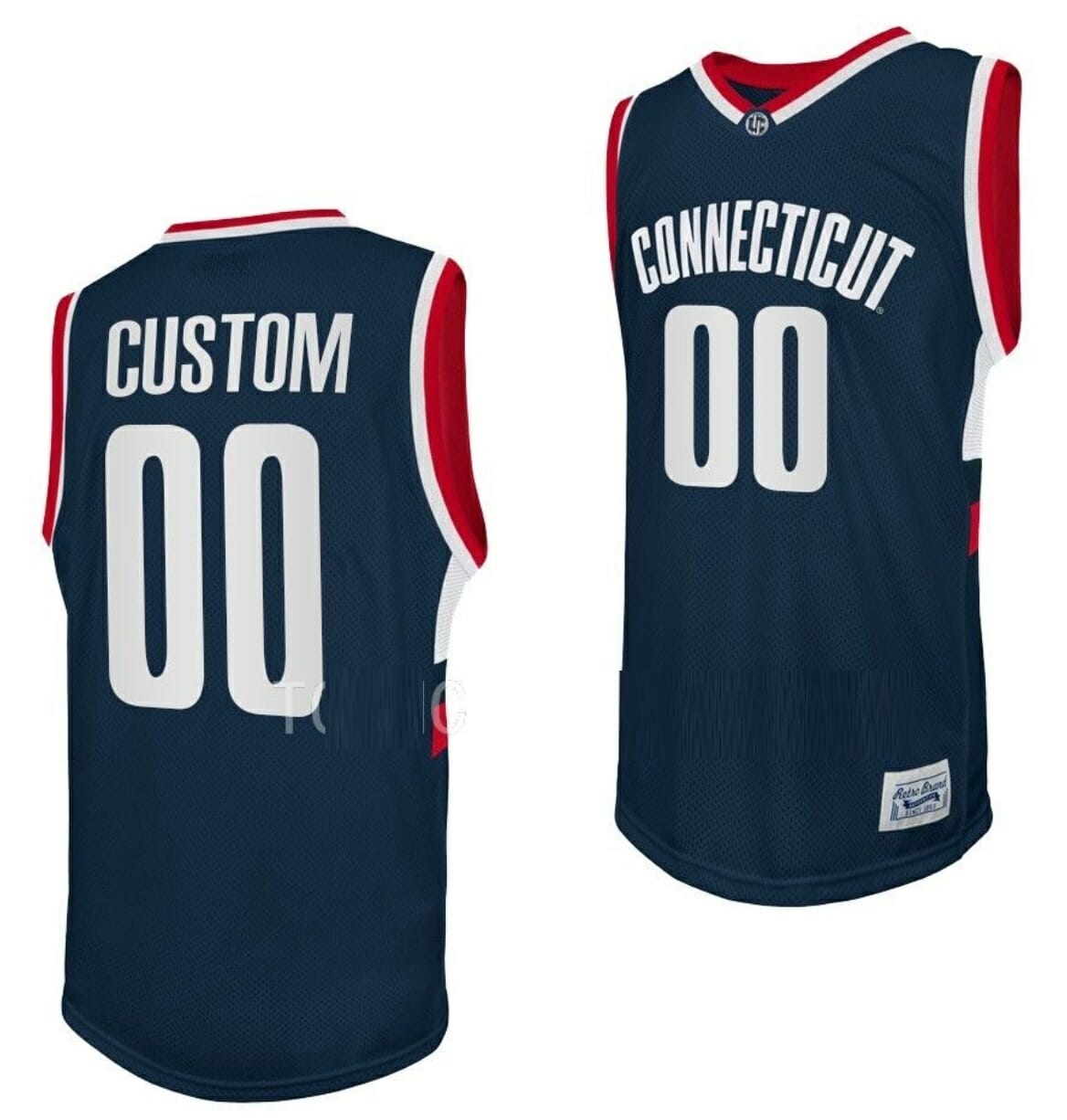 Custom UConn Huskies Jersey College Basketball Name and Number Navy Retro 1 Custom UConn Huskies Jersey College Basketball Name and Number Navy Retro