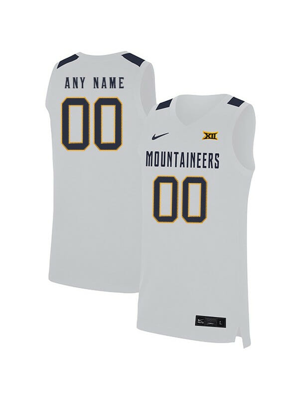 Custom West Virginia Mountaineers Jersey College Basketball Name and Number Elite White 6 Custom West Virginia Mountaineers Jersey College Basketball Name and Number Elite White
