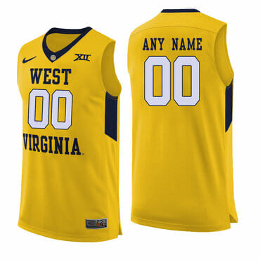 Custom West Virginia Mountaineers Jersey College Basketball Name and Number Yellow 6 Custom West Virginia Mountaineers Jersey College Basketball Name and Number Yellow