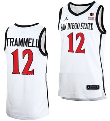 Darrion Trammell Jersey San Diego State Aztecs College Basketball Home White #12