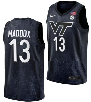 Dairus Maddox Jersey Virginia Tech Hokies College Basketball Swingman Black #13