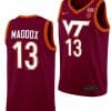 Dairus Maddox Jersey Virginia Tech Hokies College Basketball Swingman Maroon #13