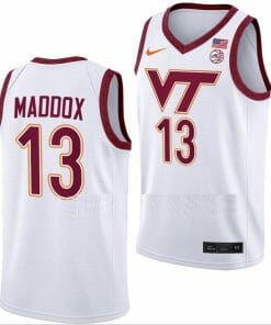 Dairus Maddox Jersey Virginia Tech Hokies College Basketball Swingman White #13