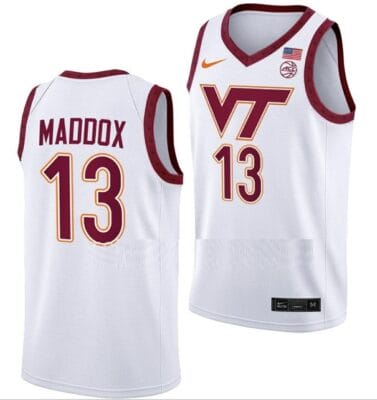 Dairus Maddox Jersey Virginia Tech Hokies College Basketball Swingman White #13