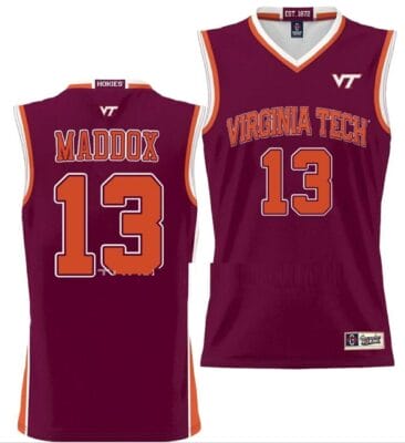 Dairus Maddox Jersey Virginia Tech Hokies College Basketball NIL Pick-A-Player Maroon #13