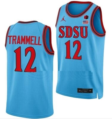 Darrion Trammell Jersey San Diego State Aztecs College Basketball Blue Alternate #12