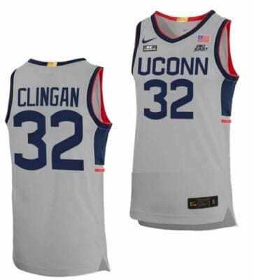 Donovan Clingan Jersey UConn Huskies College Basketball Limited Gray #32