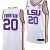 Derek Fountain Jersey LSU Tigers College Basketball Limited White #20