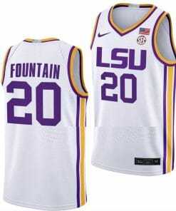 Derek Fountain Jersey LSU Tigers College Basketball Limited White #20