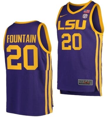 Derek Fountain Jersey LSU Tigers College Basketball Purple #20