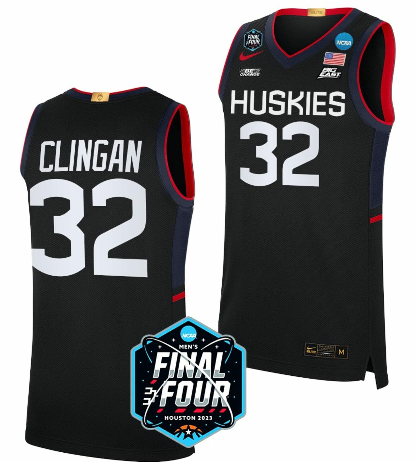 Donovan Clingan Jersey UConn Huskies College Basketball 2023 NCAA Final Four Black #32 1 Donovan Clingan Jersey UConn Huskies College Basketball 2023 NCAA Final Four Black #32