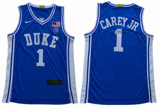 Duke Blue Devils #1 Carey jr Basketball NCAA Basketball Jersey Blue