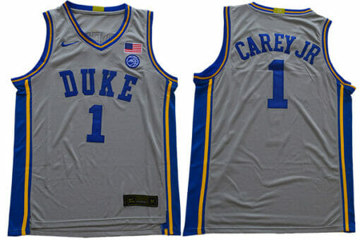 Duke Blue Devils #1 Carey jr Basketball NCAA Basketball Jersey Grey