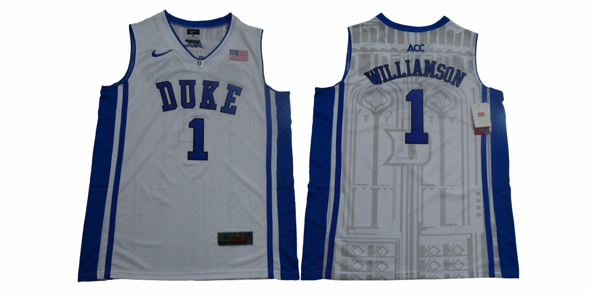 Duke Blue Devils #1 Williamson Basketball NCAA Basketball Jersey White Elite 1 Duke Blue Devils #1 Williamson Basketball NCAA Basketball Jersey White Elite