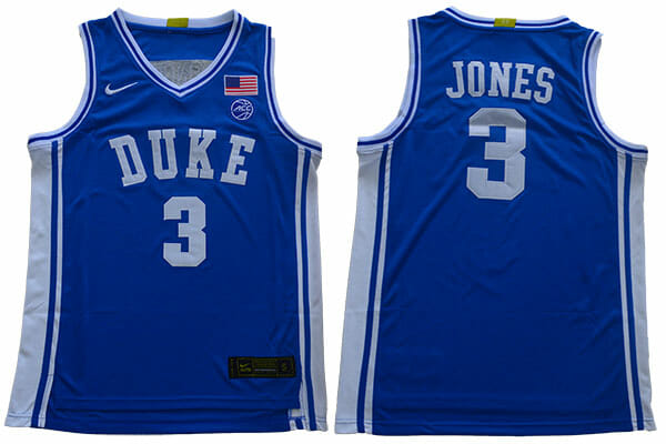Duke Blue Devils #3 Jones Basketball NCAA Basketball Jersey Blue 1 Duke Blue Devils #3 Jones Basketball NCAA Basketball Jersey Blue