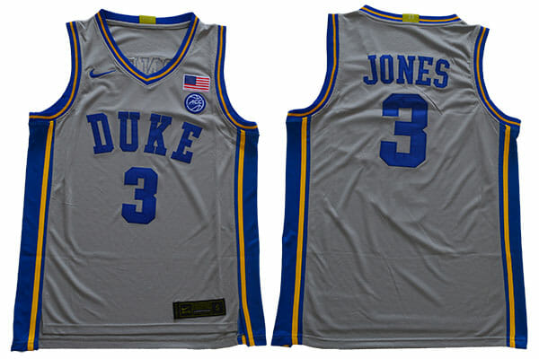 Duke Blue Devils #3 Jones Basketball NCAA Basketball Jersey Grey 1 Duke Blue Devils #3 Jones Basketball NCAA Basketball Jersey Grey