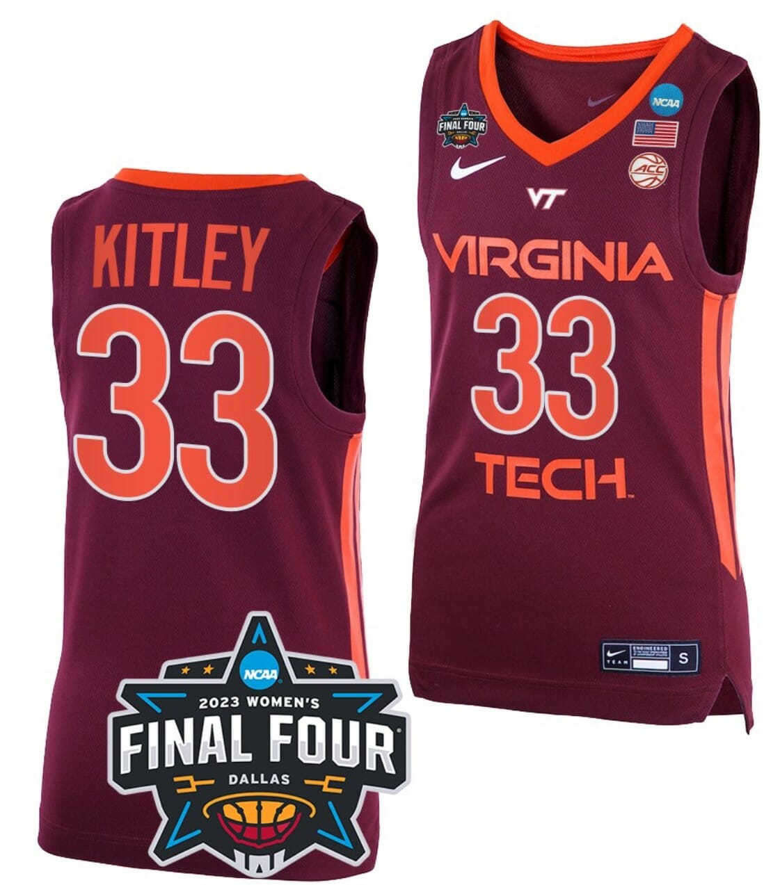 Elizabeth Kitley Jersey Virginia Tech Hokies College Basketball 2023 NCAA Final Four Maroon #33 1 Elizabeth Kitley Jersey Virginia Tech Hokies College Basketball 2023 NCAA Final Four Maroon #33