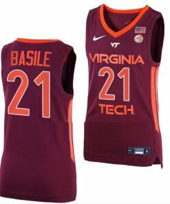 Grant Basile Jersey Virginia Tech Hokies College Basketball Away Maroon #21