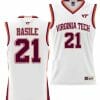 Grant Basile Jersey Virginia Tech Hokies College Basketball NIL Pick-A-Player White #21