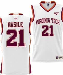 Grant Basile Jersey Virginia Tech Hokies College Basketball NIL Pick-A-Player White #21