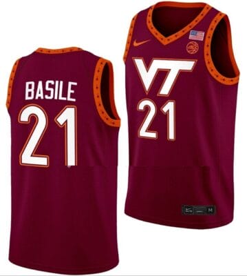Grant Basile Jersey Virginia Tech Hokies College Basketball Swingman Maroon #21 8 Grant Basile Jersey Virginia Tech Hokies College Basketball Swingman Maroon #21