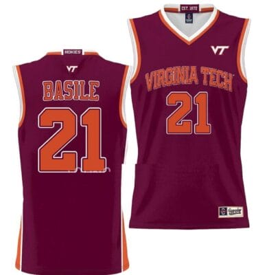 Grant Basile Jersey Virginia Tech Hokies College Basketball NIL Pick-A-Player Maroon #21