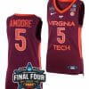 Georgia Amoore Jersey Virginia Tech Hokies College Basketball 2023 NCAA Final Four Maroon #5