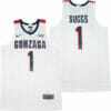 Gonzaga Bulldogs #1 Jalen Suggs NCAA Basketball Jersey White