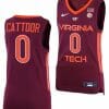 Hunter Cattoor Jersey Virginia Tech Hokies College Basketball Away Maroon #0